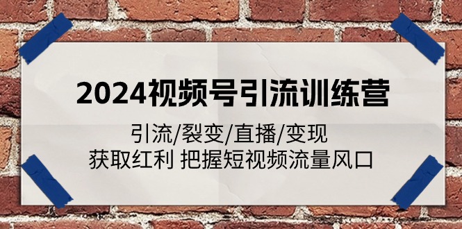 （11337期）2024视频号引流训练营：引流/裂变/直播/变现 获取红利 把握短视频流量风口-天孤无涯网
