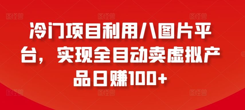 冷门项目利用八图片平台，实现全目动卖虚拟产品日赚100+【揭秘】-天孤无涯网