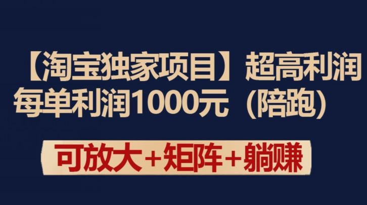 【淘宝独家项目】超高利润：每单利润1000元【揭秘】-天孤无涯网