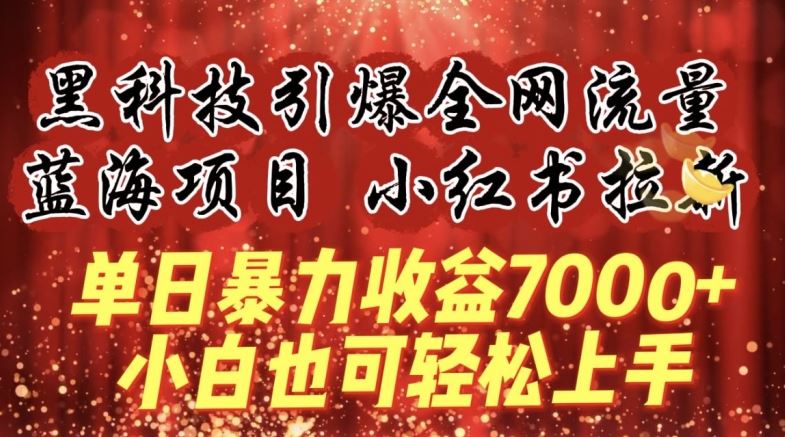 蓝海项目!黑科技引爆全网流量小红书拉新，单日暴力收益7000+，小白也能轻松上手【揭秘】-天孤无涯网