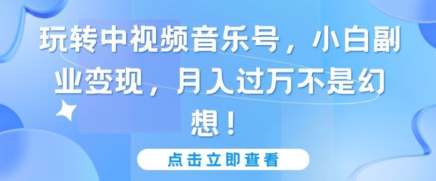 玩转中视频音乐号，小白副业变现，月入过万不是幻想【揭秘】-天孤无涯网