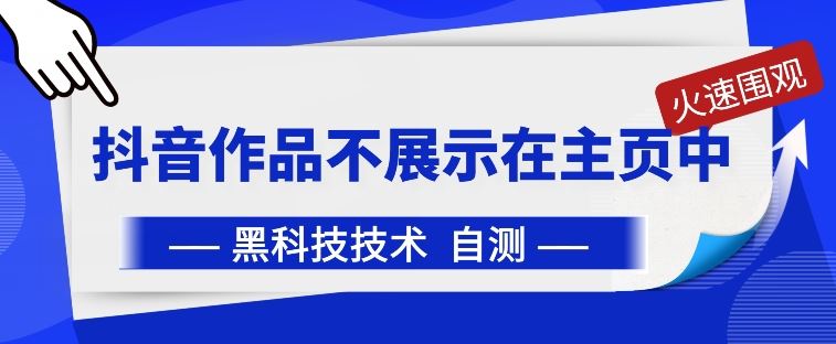 抖音黑科技：抖音作品不展示在主页中【揭秘】-天孤无涯网