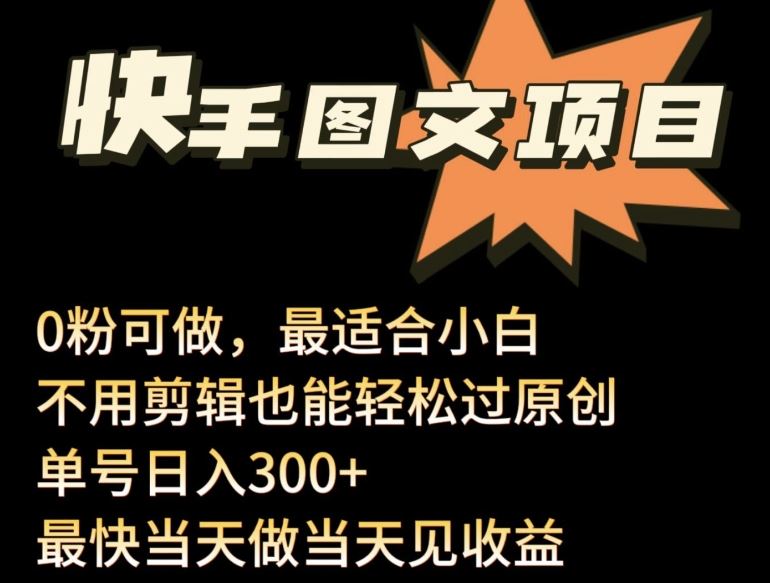 24年最新快手图文带货项目，零粉可做，不用剪辑轻松过原创单号轻松日入300+【揭秘】-天孤无涯网