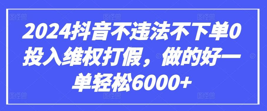 2024抖音不违法不下单0投入维权打假，做的好一单轻松6000+【仅揭秘】-天孤无涯网