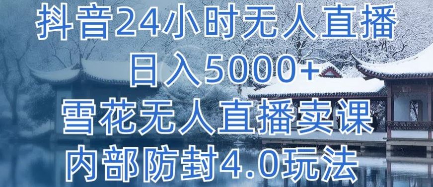 抖音24小时无人直播 日入5000+，雪花无人直播卖课，内部防封4.0玩法【揭秘】-天孤无涯网