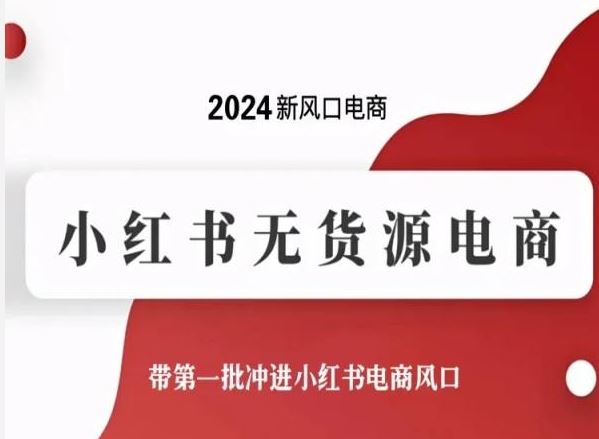 2024新风口电商，小红书无货源电商，带第一批冲进小红书电商风口-天孤无涯网