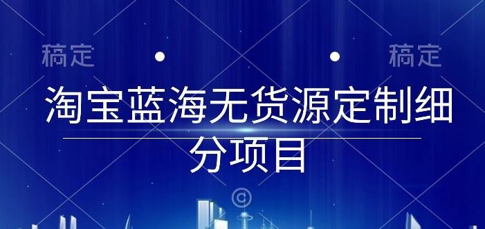 淘宝蓝海无货源定制细分项目，从0到起店实操全流程【揭秘】-天孤无涯网