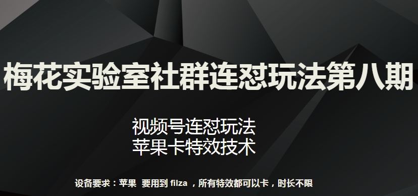 梅花实验室社群连怼玩法第八期，视频号连怼玩法 苹果卡特效技术【揭秘】-天孤无涯网