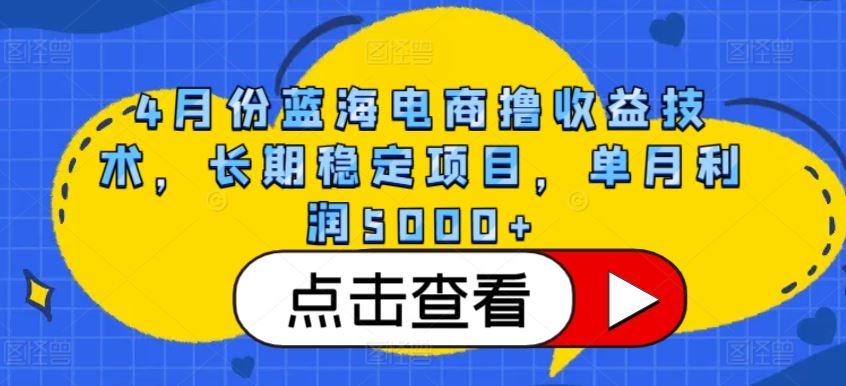 4月份蓝海电商撸收益技术，长期稳定项目，单月利润5000+【揭秘】-天孤无涯网
