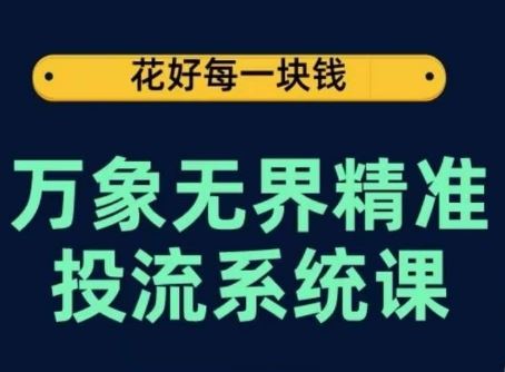 万象无界精准投流系统课，从关键词到推荐，从万象台到达摩盘，从底层原理到实操步骤-天孤无涯网