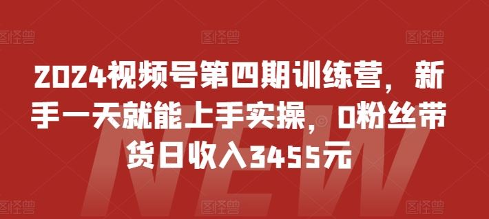 2024视频号第四期训练营，新手一天就能上手实操，0粉丝带货日收入3455元-天孤无涯网