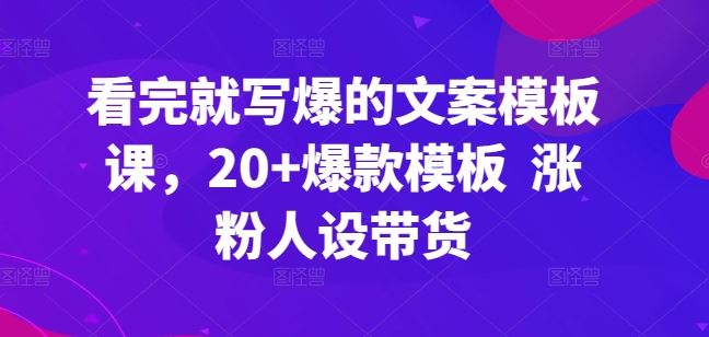 看完就写爆的文案模板课，20+爆款模板  涨粉人设带货-天孤无涯网