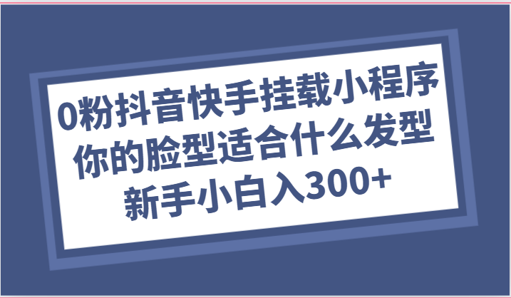 0粉抖音快手挂载小程序，你的脸型适合什么发型玩法，新手小白日入300+-天孤无涯网