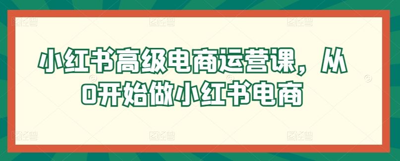 小红书高级电商运营课，从0开始做小红书电商-天孤无涯网