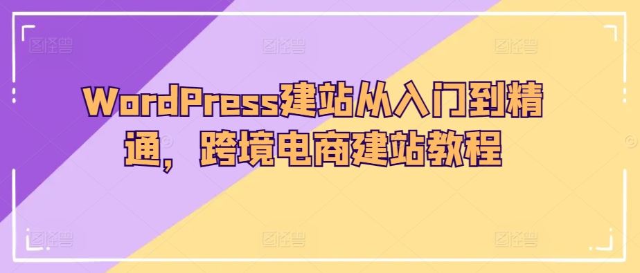 WordPress建站从入门到精通，跨境电商建站教程-天孤无涯网