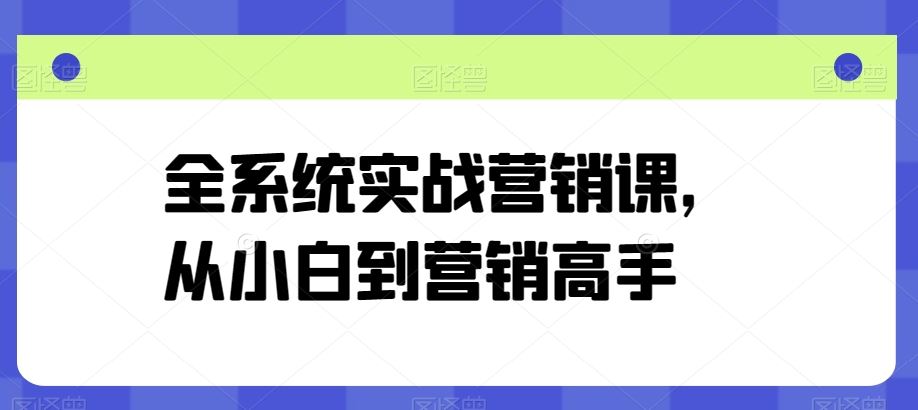 全系统实战营销课，从小白到营销高手-天孤无涯网