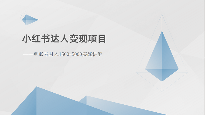 小红书达人变现项目：单账号月入1500-3000实战讲解-天孤无涯网