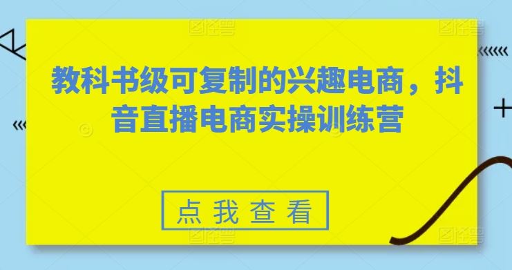 教科书级可复制的兴趣电商，抖音直播电商实操训练营-天孤无涯网