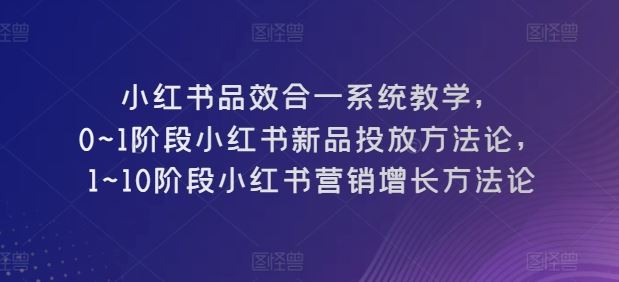 小红书品效合一系统教学，​0~1阶段小红书新品投放方法论，​1~10阶段小红书营销增长方法论-天孤无涯网