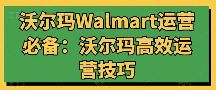 沃尔玛Walmart运营必备：沃尔玛高效运营技巧-天孤无涯网