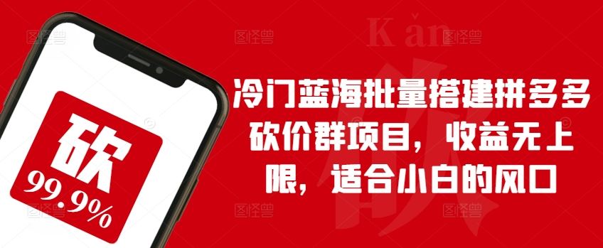 冷门蓝海批量搭建拼多多砍价群项目，收益无上限，适合小白的风口【揭秘】-天孤无涯网