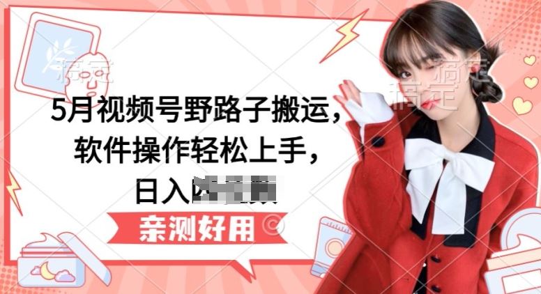 5月视频号野路子搬运，软件操作轻松上手，日入三位数【揭秘】-天孤无涯网