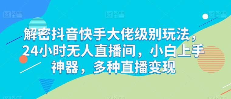 解密抖音快手大佬级别玩法，24小时无人直播间，小白上手神器，多种直播变现【揭秘】-天孤无涯网
