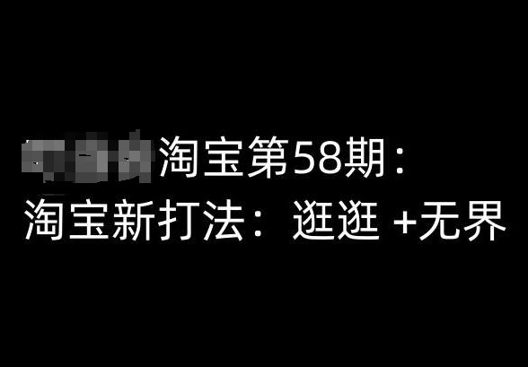 淘宝第58期培训课程，淘宝新打法：逛逛 +无界-天孤无涯网