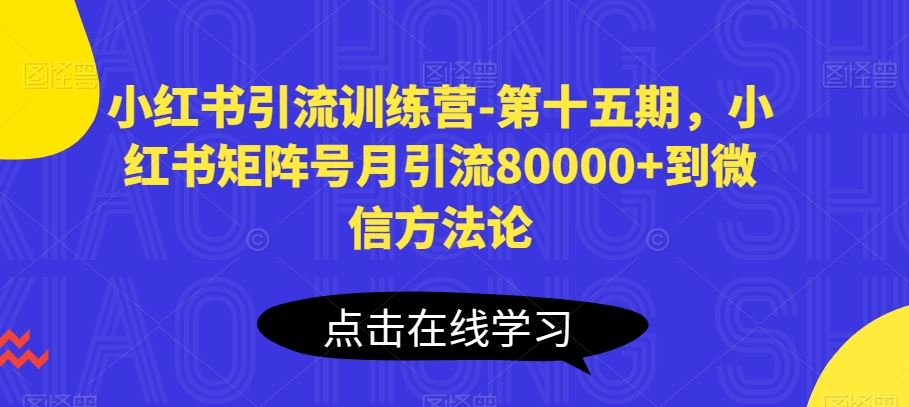 小红书引流训练营-第十五期，小红书矩阵号月引流80000+到微信方法论-天孤无涯网