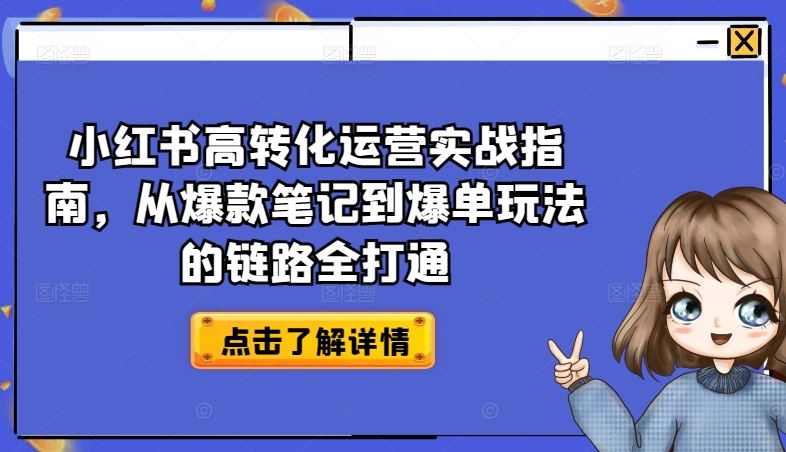 小红书高转化运营实战指南，从爆款笔记到爆单玩法的链路全打通-天孤无涯网