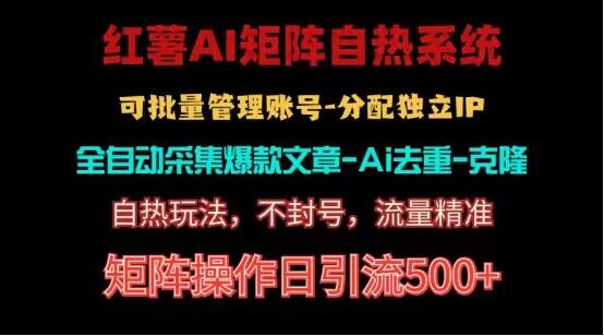 红薯矩阵自热系统，独家不死号引流玩法！矩阵操作日引流500+-天孤无涯网