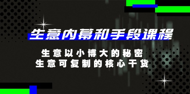 生意内幕和手段课程，生意以小博大的秘密，生意可复制的核心干货（20节）-天孤无涯网