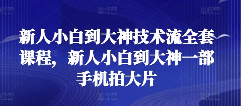 新人小白到大神技术流全套课程，新人小白到大神一部手机拍大片-天孤无涯网