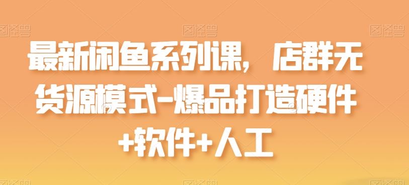 最新闲鱼系列课，店群无货源模式-爆品打造硬件+软件+人工-天孤无涯网
