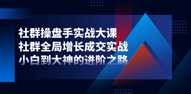 社群操盘手实战大课：社群全局增长成交实战，小白到大神的进阶之路-天孤无涯网