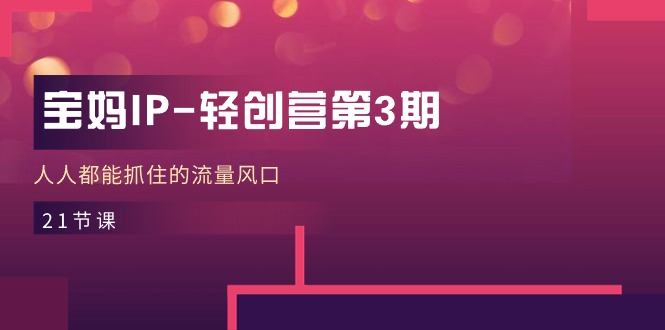 宝妈IP轻创营第3期，人人都能抓住的流量风口（21节课）-天孤无涯网