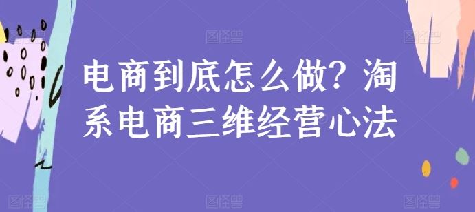 电商到底怎么做？淘系电商三维经营心法-天孤无涯网