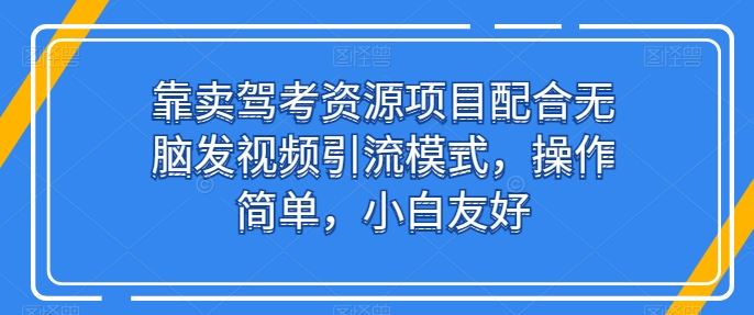 靠卖驾考资源项目配合无脑发视频引流模式，操作简单，小白友好【揭秘】-天孤无涯网