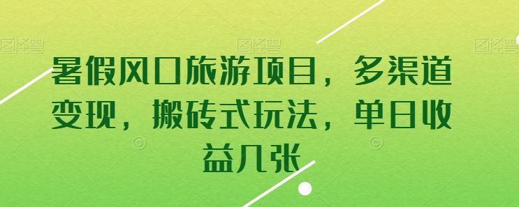 暑假风口旅游项目，多渠道变现，搬砖式玩法，单日收益几张【揭秘】-天孤无涯网