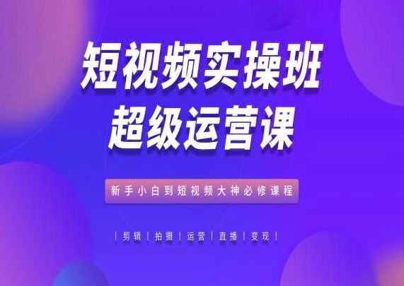 短视频实操班超级运营课，新手小白到短视频大神必修课程-天孤无涯网
