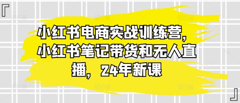 小红书电商实战训练营，小红书笔记带货和无人直播，24年新课-天孤无涯网