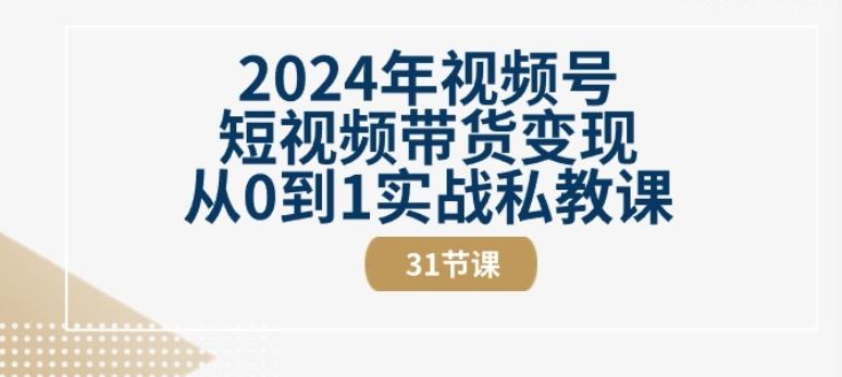2024年视频号短视频带货变现从0到1实战私教课(31节视频课)-天孤无涯网