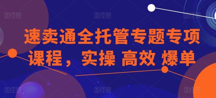 速卖通全托管专题专项课程，实操 高效 爆单-天孤无涯网