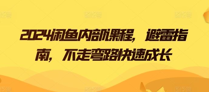 2024闲鱼内部课程，避雷指南，不走弯路快速成长-天孤无涯网