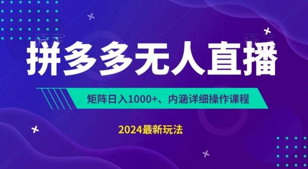 拼多多无人直播不封号，0投入，3天必起，无脑挂机，日入1k+【揭秘】-天孤无涯网