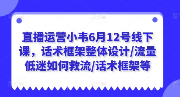 直播运营小韦6月12号线下课，话术框架整体设计/流量低迷如何救流/话术框架等-天孤无涯网