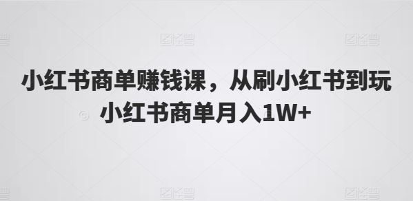 小红书商单赚钱课，从刷小红书到玩小红书商单月入1W+-天孤无涯网
