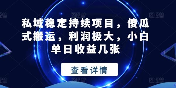 私域稳定持续项目，傻瓜式搬运，利润极大，小白单日收益几张【揭秘】-天孤无涯网