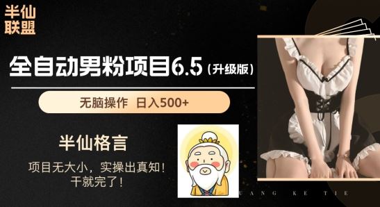 男粉项目6.5升级版，全自动男粉项目，日收入1K+【揭秘】-天孤无涯网