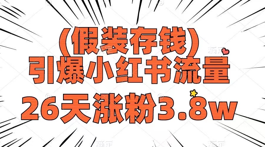 （8217期）假装存钱，引爆小红书流量， 26天涨粉3.8w，作品制作简单，多种变现方式-天孤无涯网
